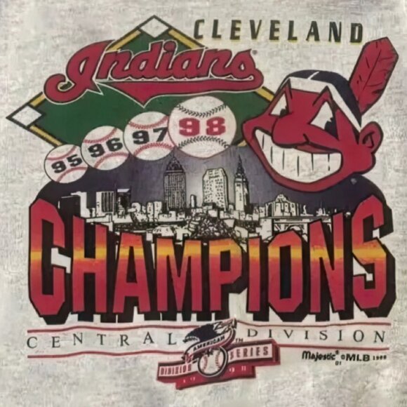 Vintage 90s Cleveland Indians Sweatshirt 1998 Baseball Guardians Division Champs - Picture 3 of 4